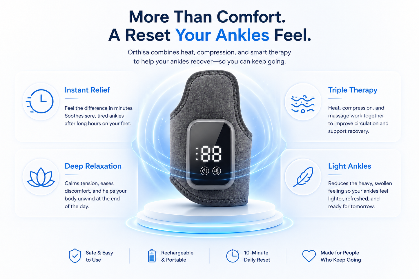 Orthisa™ Ankle Massager — Heat, Compression & Vibration Relief
