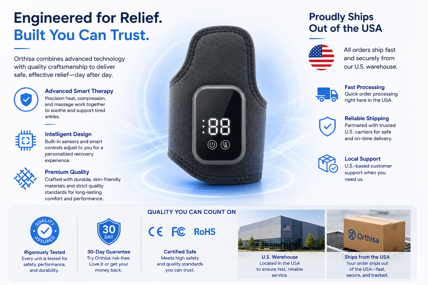 Orthisa™ Ankle Massager — Heat, Compression & Vibration Relief